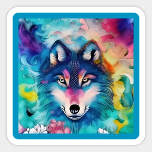 Colorful Wolf Face Sticker